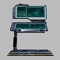 Dual Screen Computer Workstation With Modern Interactive Interface And Ergonomic Metal Stand 3d model