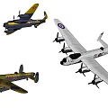 World War II Propeller Aircraft Bomber Fighter Model 3d model