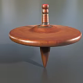 Brown Wooden Top With Round Base Pointed Bottom And Red Tip 3d model