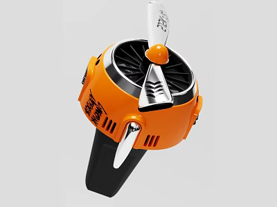 Orange Modern Air Conditioner Fan With Rotating Blades And Portable Design 3d model