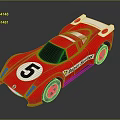 Red Race Car with Number 5 Super Speed Text White Rear Wing and Black Windows
