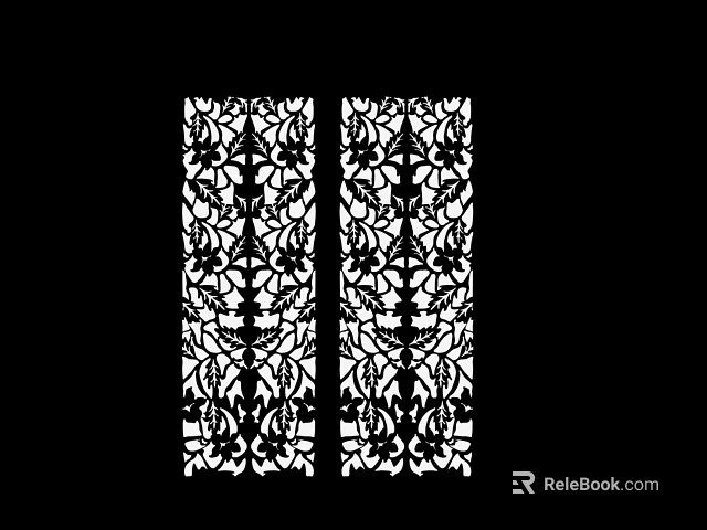 Modern Decorative Carved Screen With Intricate Floral Patterns For Home Interior 3d model 