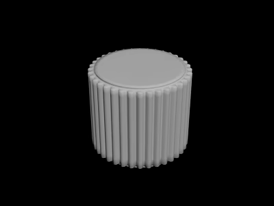 White Round Ribbed Cylindrical Knob With Smooth Top Surface Design 3d model