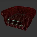 Classic Red Leather Tufted Armchair With Rolled Arms And Decorative Button Details