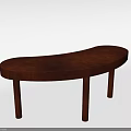 Wooden Brown Desk With Oval Top Four Legs And Simple Design