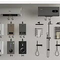 Daily Electrical Appliances Featuring Wall Mounted Water Heaters and Various Shower Accessories