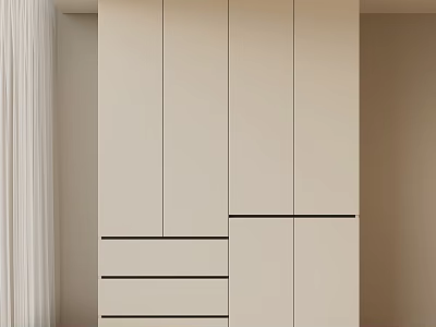 Modern Wardrobe Interior Design With Sleek Panel Doors And Three Drawers 3d model