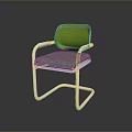 Modern Single Chair With White Frame Green Mesh Backrest And Gray Cushion