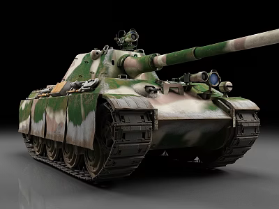 3D Rendered Military Tank With Green White Brown Camouflage Turret Gun Barrel And Tracks 3d model