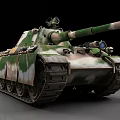 3D Rendered Military Tank With Green White Brown Camouflage Turret Gun Barrel And Tracks