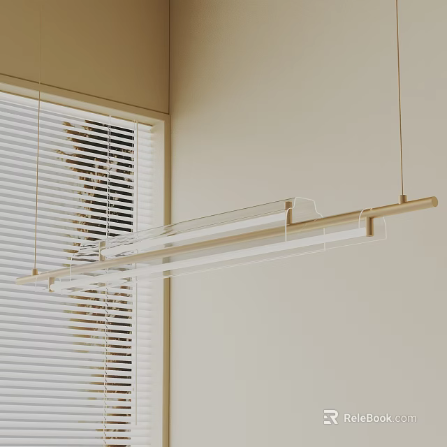 Modern Linear Chandelier With Glass Elements And Metal Frame For Interior Decoration 3d model 