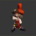 Cartoon Characters In Red Outfits With Goggle Hats And Rabbit Ears