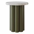 Modern Green Fluted Column Legs Dining Table With Marble Top Minimalist Design 3d model