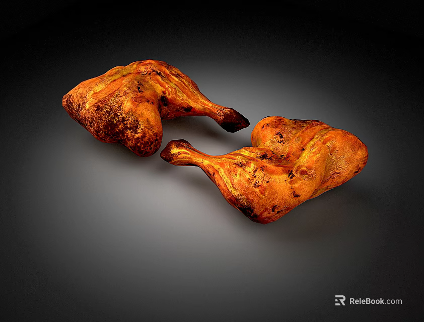 Delicious Roasted Chicken Drumsticks With Golden Brown Crispy Skin And Juicy Meat 3d model 