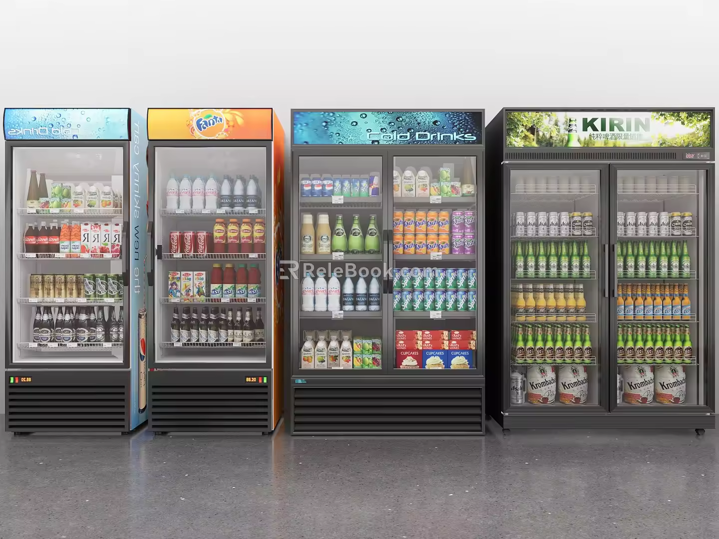 Modern Freezer Refrigerator Cabinet Cold Drink Cabinet Display Cabinet Container Beverage 3d model