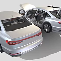 Two Silver Sedans With Open Hood And Doors Modern Car Design Features 3d model
