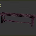 Dark Colored Wooden Bench With Smooth Marble Top And Sturdy Frame
