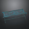 Rustic Teal Metal Slatted Outdoor Chair With Distressed Finish And Design