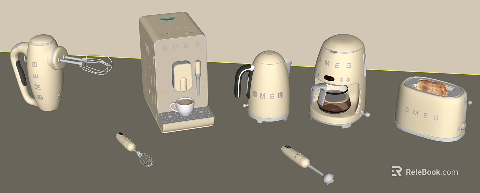 SMEB Daily Electrical Appliances Collection Featuring Coffee Machine Kettle And Hand Mixer 3d model 