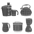 Modern Stainless Steel Kitchen Electric Appliances With Coffee Maker Kettle And Blender