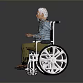 Elderly Man In Wheelchair Wearing Blue And White Plaid Shirt Khaki Pants Holding Device