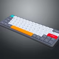 Slim Multicolor Computer Keyboard with Gray Frame White Keys and Orange Red Accents