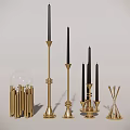 Elegant Golden Candle Holders With Black Candles And Modern Decorative Design