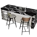 Nakajima counter bar counter operating table dining table and chairs 3d model