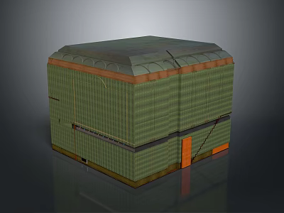 Green Striped Storage Box With Orange Trim And Square Design For Home Use 3d model
