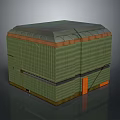 Green Striped Storage Box With Orange Trim And Square Design For Home Use