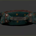 Ancient Ceramic Vessel With Double Head Design And Green Red Yellow Decorations