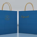 Decorative Ornament Set With Two Blue Tote Bags Beige Handles Logo And Legende Lettering