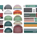 Various Colored Commercial Awnings In Different Styles For Coffee Tea Shops