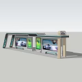 Modern Bus Station Exterior With Digital Screens And Car Advertisements
