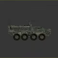Green Military Armored Vehicle with Six Wheels Camouflage and Weapon System