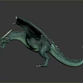 Mythical Green Dragon Fantasy Character With Streamlined Body Sharp Claws And Wings