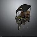 Three Wheeled Motorcycle Taxi With Black Canopy Brown Seats And Front Windshield