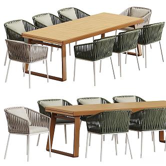 Modern outdoor table and chair combination 3d model