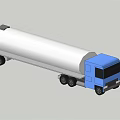 Large Blue Cab Oil Tank Truck With Silver Cylinder And Multiple Wheels