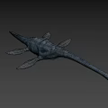 Realistic Plesiosaur Game Movie Character With Extended Neck Open Jaws And Fins