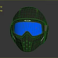 Futuristic Weapon Helmet With Blue Lens Goggles Starry Pattern Ventilation Holes And Side Structures