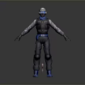 Tactical Warrior In Armor With Mythical Beast Companion Standing Together