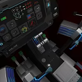 Modern Airliner Cockpit Interior With Digital Dashboards And Control Levers