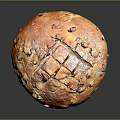 Fresh Round Raisin Bread with Cross Slits Golden Brown Surface and Dried Fruits Inside