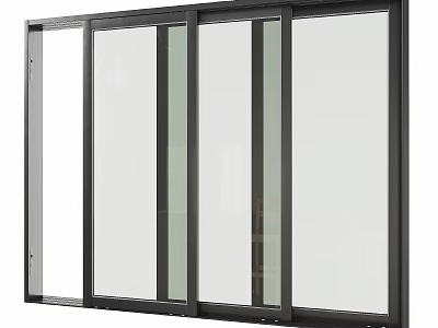 Modern Black Frame Sliding Doors With Clear Glass Multi Panel Design For Interior Exterior 3d model