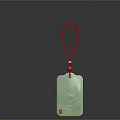 Elegant Green Jade Pendant Carving With Intricate Pattern And Red String