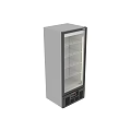 Commercial Upright Glass Door Refrigerators with Multiple Shelves and Control Panel