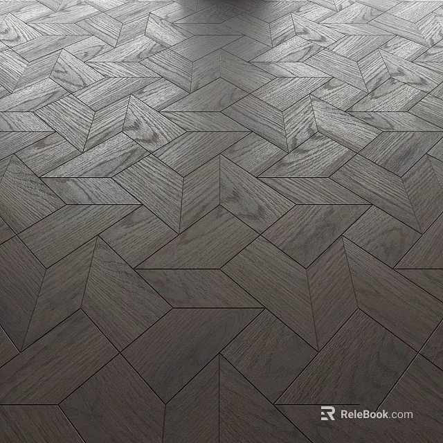 Stylish Wooden Floor Parquet With Geometric Herringbone Pattern And Natural Dark Wood Texture 3d model 
