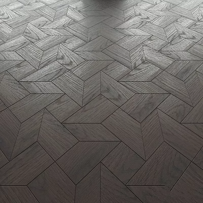 Stylish Wooden Floor Parquet With Geometric Herringbone Pattern And Natural Dark Wood Texture 3d model