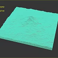 Natural Desert-like Terrain Model With Textured Surface And Central Hill Landform